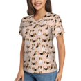 thumbnail image 2 of Vsdgher Beagle Dog On Brown Women Shirts V Neck Short Sleeve Tops T-Shirt Basic Tees, S to 3XLLarge, 2 of 5