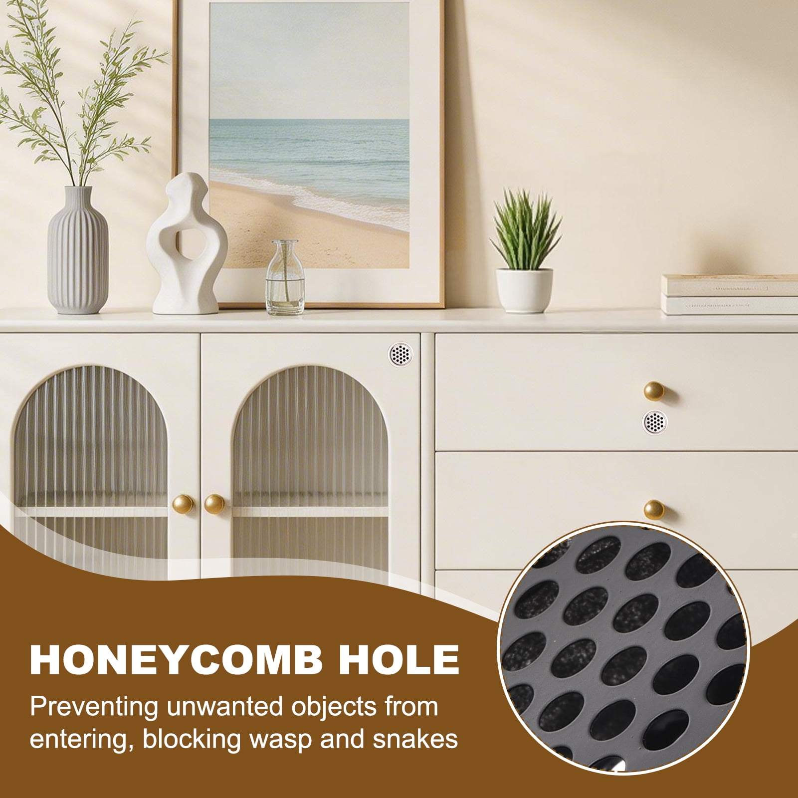 Uxcell 20pcs Circular Air Vents 1.4" (35mm) Stainless Steel Soffit Honeycomb Design Vent Louver Round Mesh Hole Dual Panel Louver for Kitchen Bathroom Shoe Cabinet Wardrobe, Black