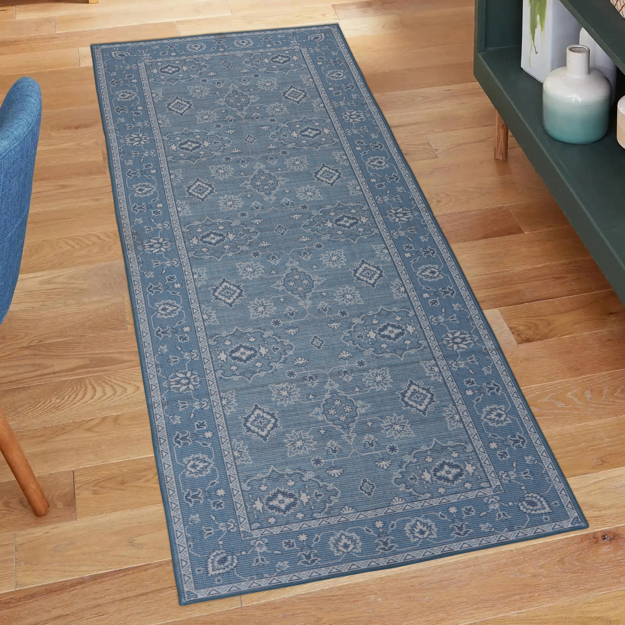 Better Homes & Gardens Blue Lillian Dainty Persian Runner Rug, 2'6"x7'