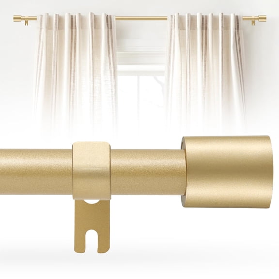 Adjustable Curtain Rod 28-48 Inch 5/8 Inch Diameter, Sturdy Metal Window Rod with 2 Brackets, Easy Install for Bedroom Living Room Outdoor, Gold