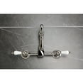 thumbnail image 4 of Kingston Brass KS2446PL Heritage Double-Handle Wall-Mount Bridge Kitchen Faucet, Polished Nickel, 4 of 7