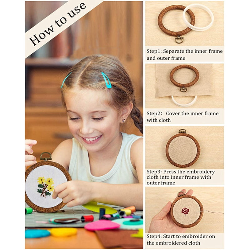 15Pcs Embroidery Hoops Imitated Wood Embroidery Circle Round Display Circle for Art Craft Sewing and Hanging