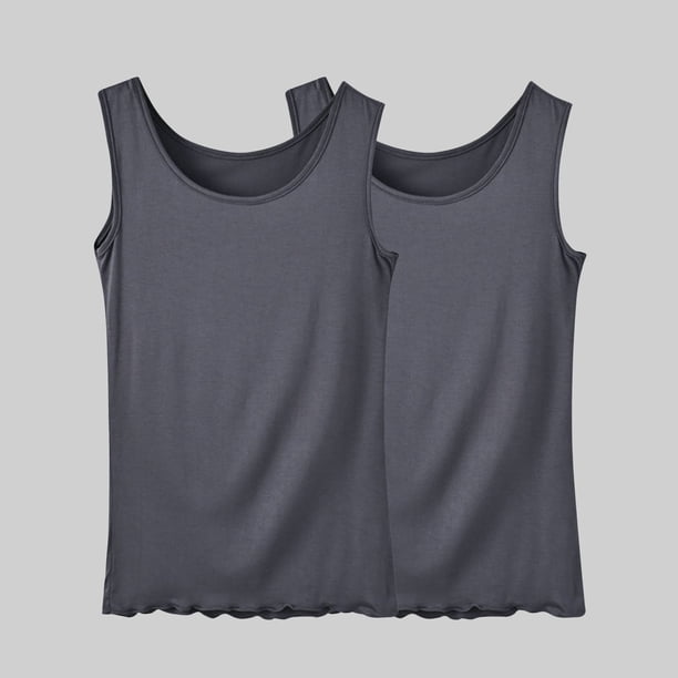 Puntoco Tops sin mangas para mujer Camiseta sin mangas de cuello redondo de color sólido de moda informal grande de verano para mujer