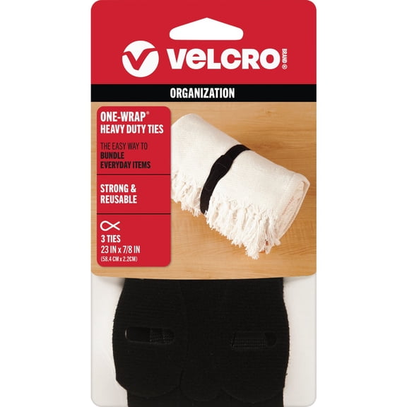 Velcro 90700 3-Count Pack of One Wrap 23" x 7/8" Pre-Cut Hook & Loop Ties