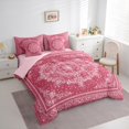 thumbnail image 3 of Manfei bohemian Flowers 7-Piece Twin Bedding Sets,Victorian Baroque Damask Bedding Comforter Set,Pink White Sheet Sets For Girls Kids,Luxury Bedroom Decor Reversible, 3 of 8