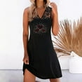thumbnail image 2 of IROINNID V-Neck Sundress For Women Fashion Summer Printing Vacation Lace Causal Sleeveless Mini Dress Comfort Waist Dress, 2 of 5