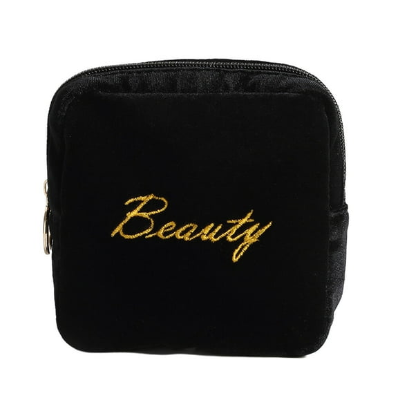 Pretyzoom Sanitary Napkin Liner Bags Travel Toiletries Bag Black 1Pack