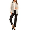 thumbnail image 2 of INSPIRE CHIC Women's Plaid Tweed Lapel Open Front Sleeveless Blazer Vest Jacket with Pocket M White, 2 of 6