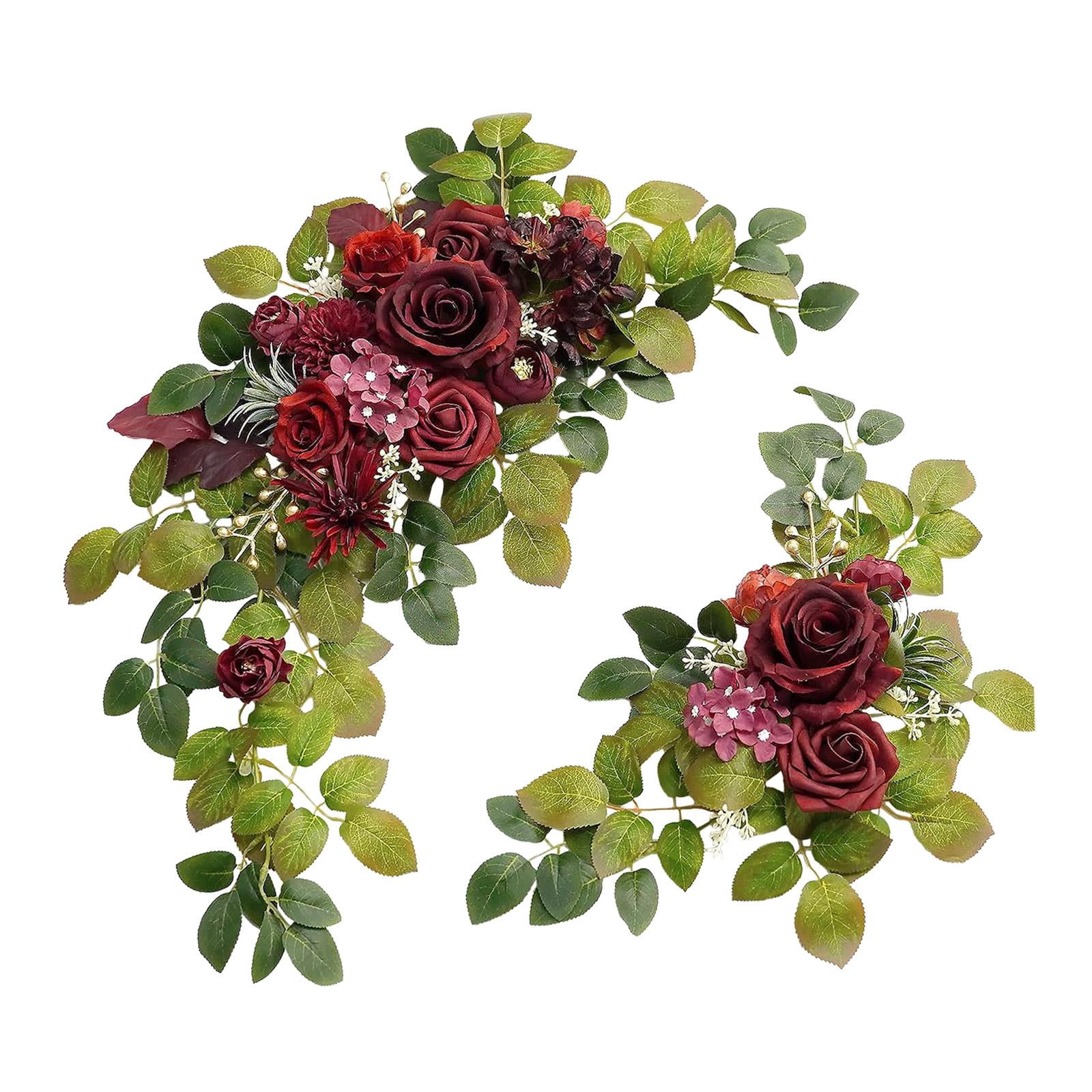 perfeclan 2Pcs Wedding Arch Flowers Artificial Flower Rustic Centerpiece Wedding Decor Flower Arrangement for Wedding Ceremony Backdrop Red