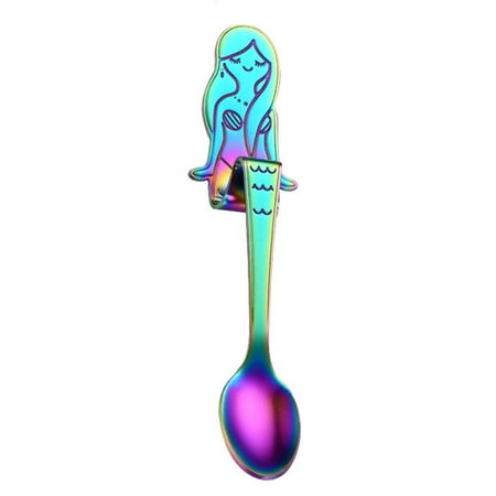

Fovolat Espresso Spoons - 1PCS Cute Mermaid Coffee Spoon 304 Stainless Steel - 5 Cartoon Mini Demitasse Spoon for Coffee Tea Dessert Tableware Kitchen Tools(Silver Gold Rose Gold Colorful Black)