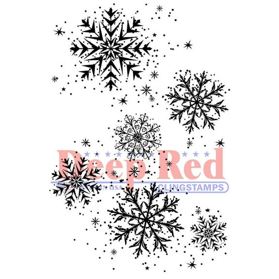 Deep Red Cling Stamp 2"X3"-Snowflake Background, Pk 3, Deep Red Stamps