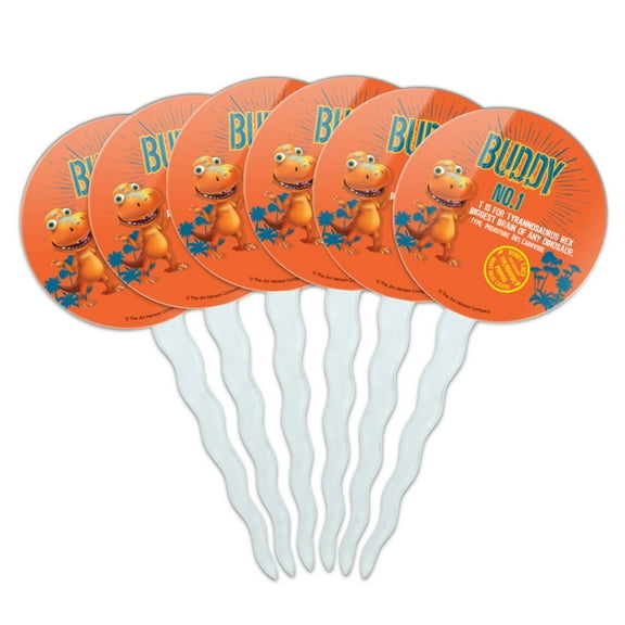 Dinosaur Train Buddy No 1 T-Rex Cupcake Picks Toppers Decoration Set of 6