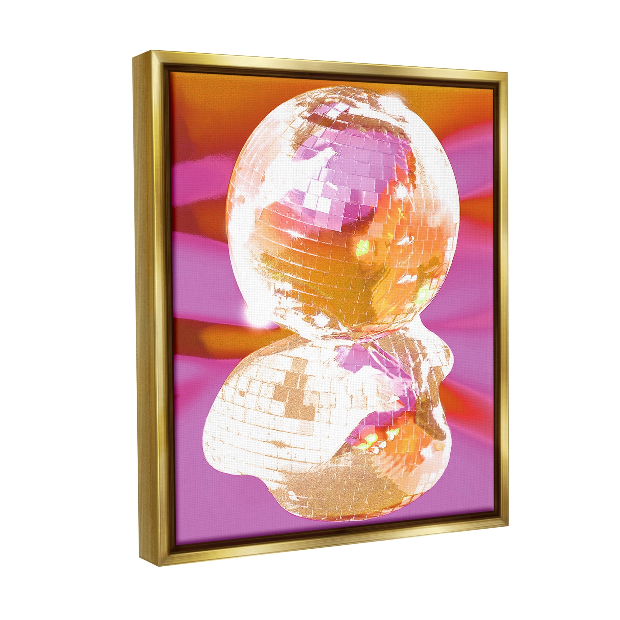 Stupell Industries Groovy Disco Abstraction Abstract Painting Gold Floater Framed Canvas Art Print Wall Art, 25 x 31