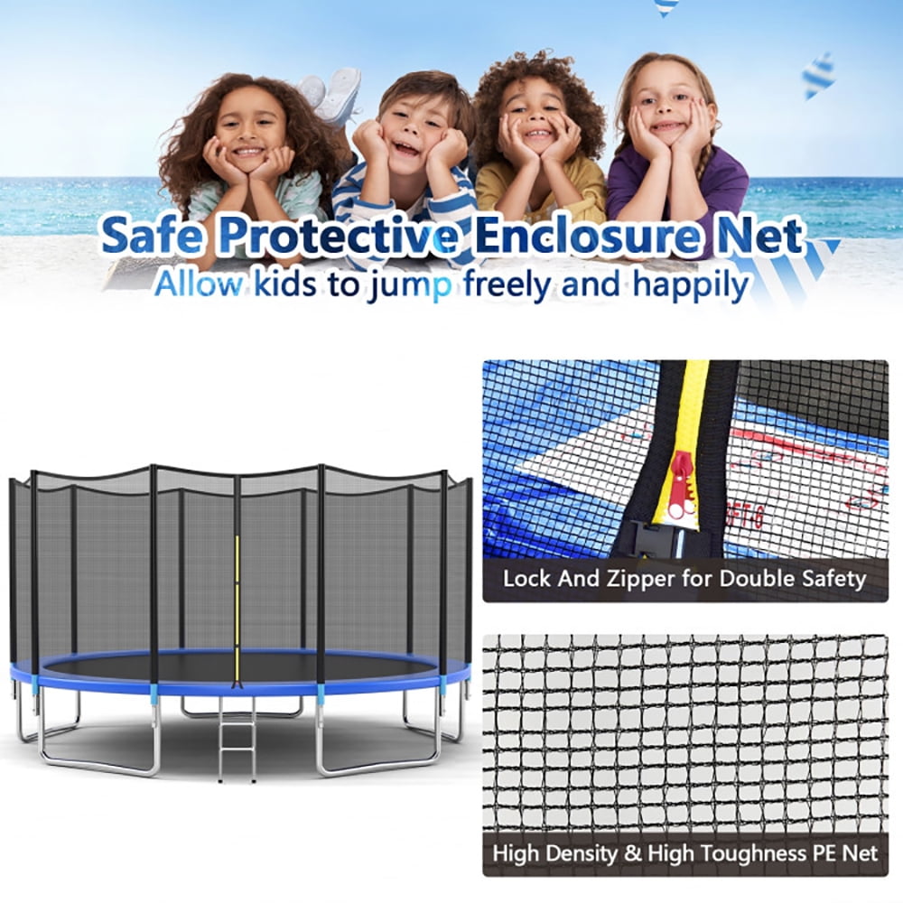 Aimee Lii 15 Feet Trampoline with Enclosure Net Spring Pad and Ladder, Outdoor Kids Trampoline Aimee Lii 15 Feet Trampoline with Enclosure Net Spring Pad and Ladder, Outdoor Kids Trampoline