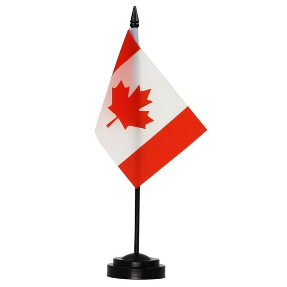 Anley Canada Deluxe Desk Flag Set - 6 x 4 Inch Miniature Canadian Desktop Flag with 12" Solid Pole