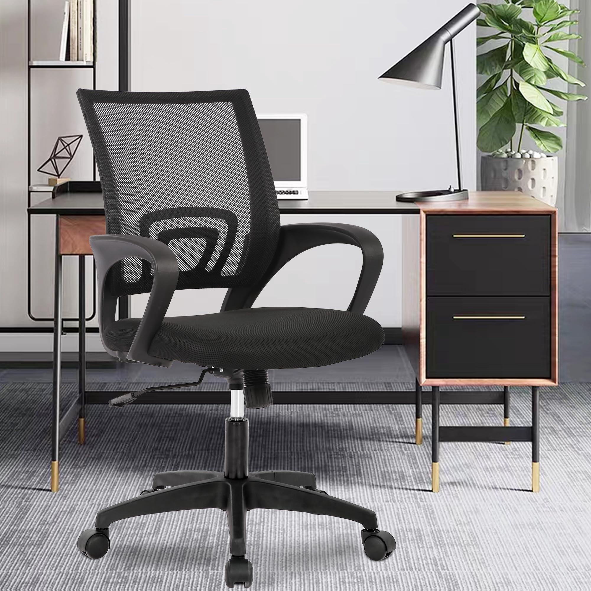 PayLessHere Ergonomic Office Chair With Adjustable Lumbar Support , Mesh Office Chair , Black