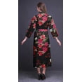 thumbnail image 3 of Bimba Black Flower Leaves & Poppy Womens Robe Dressing Gown Long Bride Getting Ready Shirt Printed Bath Robe Girls S, 3 of 5