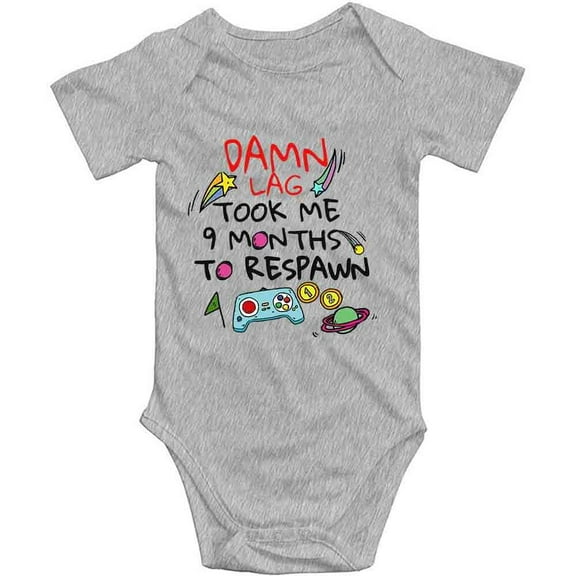 YCICIVDee Took Me 9-Months to Respawn Baby Bodysuit Romper Girl boy Clothes Grey Short Sleeve 12-18 Months