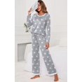 thumbnail image 2 of Women's Long Sleeve Sleepwear Soft Crew Neck Pyjama Set,Fp-pink Star, 2 of 5
