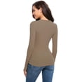 thumbnail image 4 of Women Long Sleeve Crew Neck/Scoop Neck Rayon Slim Fit Stretchy Layer T Shirts Tops, 4 of 4