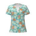 thumbnail image 3 of Zufioo Cute Sloth on Floral Tree for Women's Deep V-neck Short-sleeved T-shirt, Top with Short Sleeves - with Stainless Steel Buckle, Moisture Wicking, Ideal Home Wear-Large, 3 of 9