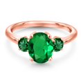 thumbnail image 3 of Gem Stone King 18K Rose Gold Plated Silver Green Nano Emerald Engagement Ring for Women | 2.10 Cttw | Oval 9X7MM | Gemstone May Birthstone | Size 7, 3 of 6
