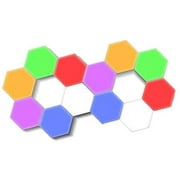 LED Hexagon Lights - Bright Colorful LED lamp Modular Touch Sensitive lightingHexagon Wall LED Light Kit, 12 Pack, 6 Colors, Touchpad Switch, Magnetic & Reusable - Clearon