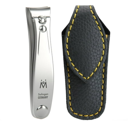 GERMANIKURE Professional Nail Clipper - FINOX Stainless Steel Fingernail & Toenail Clipper in Leather Case - Travel Size Nail Care Tool Made in Solingen, Germany