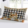thumbnail image 5 of Orange Pumpkins Fall Throw Pillow Cover 20 x 36 Inch Decorative Pillow Cover Sunflower Thanksgiving Black White Plaid Lumbar Pillowcase Seasonal Rectangle Cushion Case for Couch Sofa Bed Living Room, 5 of 7