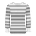thumbnail image 4 of Sexlip Women Cotton Striped Long Sleeve Tee Casual Crew Neck Tops for Spring and Daily Wear White L, 4 of 6