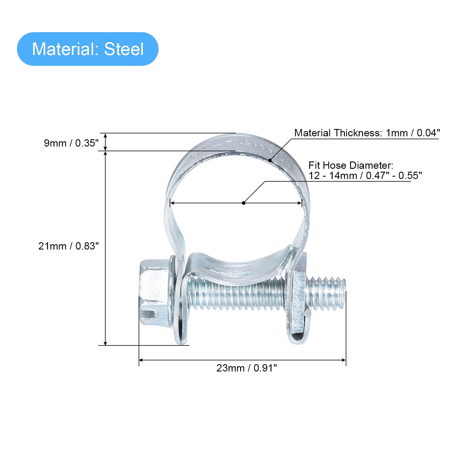 Unique Bargains Mini Fuel Injection Hose Clamp Zinc Plated Steel Fuel Line Clamp 12-14mm