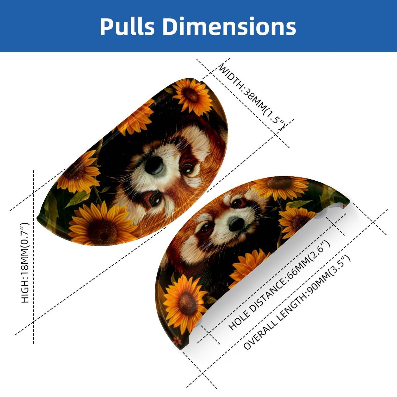 PhooArto 6 Pcs Cup Drawer Pulls, Red Panda Sunflowers Shell Shape Handles Cabinet Knobs for Dresser Cupboard Closet Wardrobe with Screws