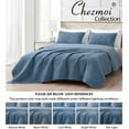thumbnail image 4 of Chezmoi Collection Bethany 3-Piece Blue Queen Size Blanket Set Quilted Floral Sherpa Reversible Washed Microfiber Coverlet Bedspread Set, 4 of 8