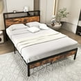 thumbnail image 3 of Costway Full Bed Frame with Storage Headboard Charging Station 18W USB C Port Rustic Brown, 3 of 10