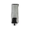 thumbnail image 2 of BLISSFUL STEP Women's Bow Glitter Pointed Toe Stiletto Heel Ankle Boots Silver 6.5, 2 of 6