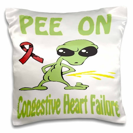 3dRose Super Funny Peeing Alien Supporting Causes For Congestive Heart Failure - Pillow Case, 16 by (Best Sleeping Position For Heart Failure)