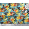 thumbnail image 2 of Soimoi Blue polyester Crepe Fabric Triangle,Autumn Leaves & Brush Stroke Abstract Decor Fabric Printed Yard 42 Inch Wide, 2 of 3