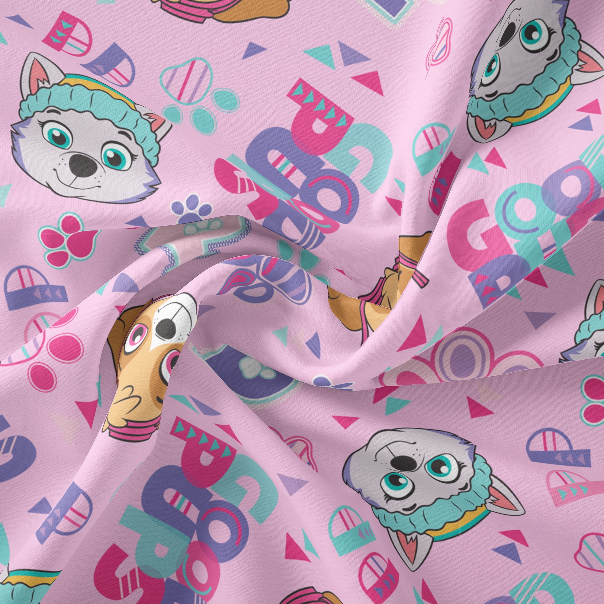 Paw Patrol 1 Yard 100% Cotton Good Pup, Pink Nectar, 44" Wide for Quilting & Sewing