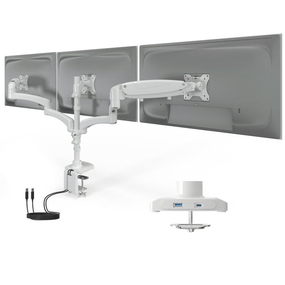 Triple Monitor Mount with Gas Spring Arms and USB Ports