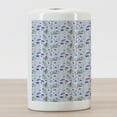 thumbnail image 3 of Thistle Ceramic Toothbrush Holder, Spring Themed Various Species of Floral Motifs on Checkered Pattern Background, Decorative Versatile Countertop for Bathroom, 4.5" X 2.7", Multicolor, 3 of 4