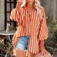 thumbnail image 2 of Camisa con cuello en V para mujer, blusa holgada informal de manga larga con cuello vuelto, Tops con bolsillo para citas, 2 of 6