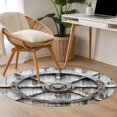 thumbnail image 4 of Nautical Gray Rudder Round Rugs for Living Room 3ft Vintage Wooden Broad Coastal Non Slip Circle Rug Washable Low-Profile Indoor Carpet for Bedroom, Dining Room, Bathroom, 4 of 9
