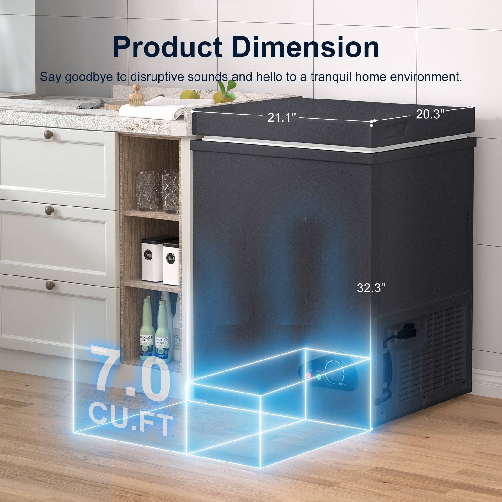 DISHUP 7.0 Cu.Ft Chest Freezer, Small Deep Freezer with Removable Basket, Adjustable Temperature, for Home/Office/Garage/Bar