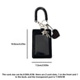 thumbnail image 3 of Premium Black Leather Card Holder with Heart Keychain, Portable ID Badge Sleeve and Protective Card Cover with Spiral Wrist Strap, 3 of 6