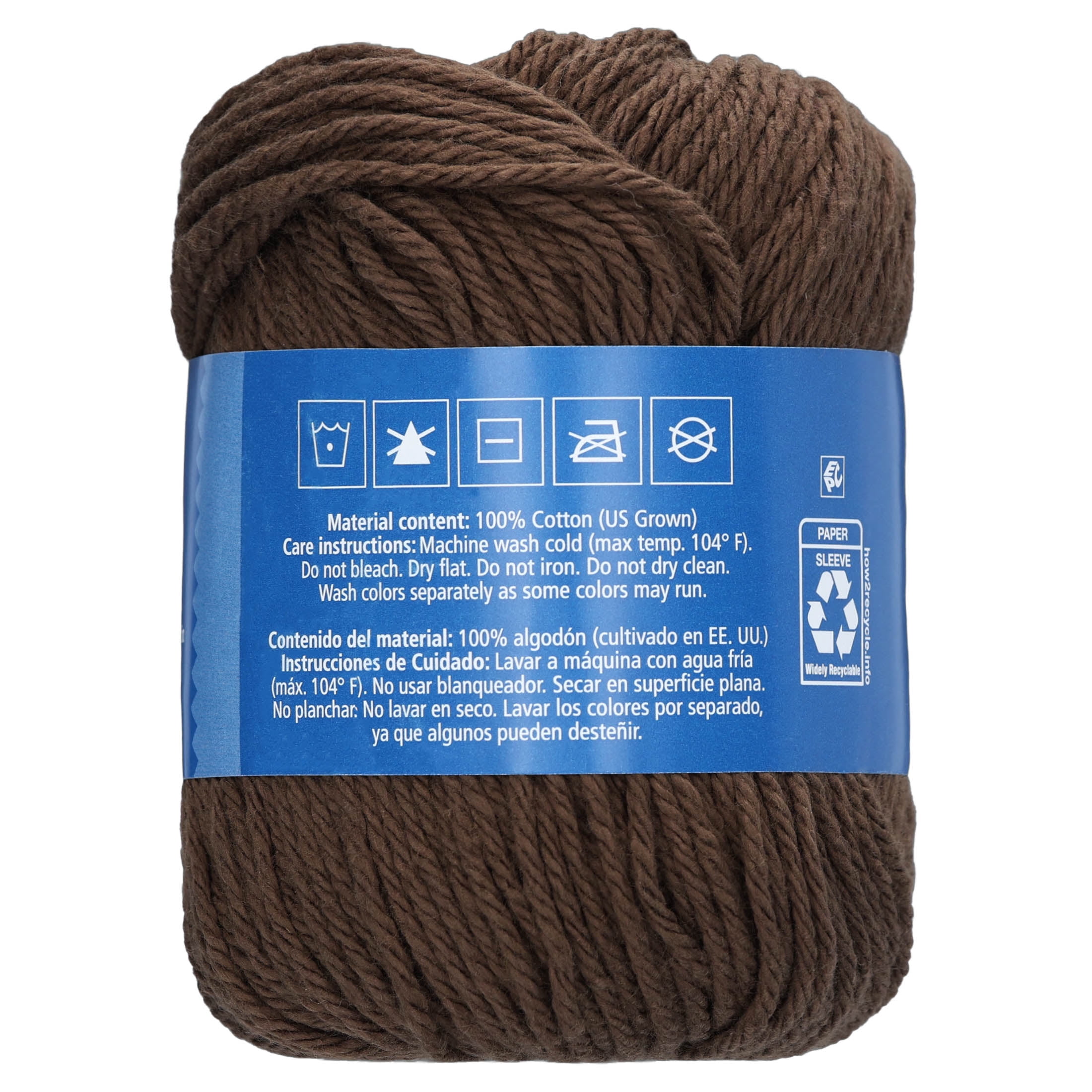 Hello Hobby Size 4 Medium Weight Cotton Dark Taupe Yarn, 2.5 oz, 120 yds