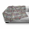 thumbnail image 3 of Dutch Soft Flannel Fleece Blanket, Traditional Colorful Amsterdam Houses Sketch Style Architecture Themed Illustration, Cozy Plush for Indoor and Outdoor Use, 60" x 80", Multicolor, by Ambesonne, 3 of 6