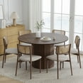 thumbnail image 2 of Dovelina 52 in. Soild Wood Walnut Dining Table Round Kitchen Table, 2 of 5