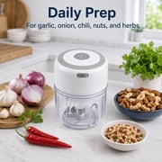 KitchekShopS Electric Garlic Chopper 1-Cup, Mini Food Chopper for Garlic, Ginger, Nuts & Herbs, USB Rechargeable, Pulse Control – Small Kitchen Appliance
