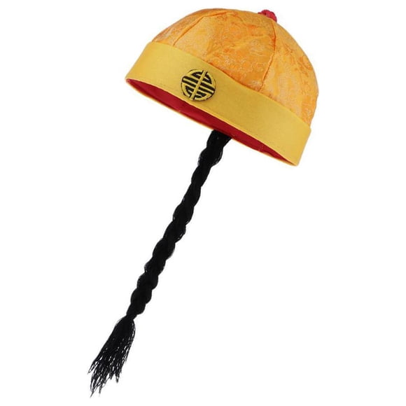 Gorra Oriental Real Matsuzay China con cola de caballo sombrero de Cosplay para niños Amarillo 55cm
