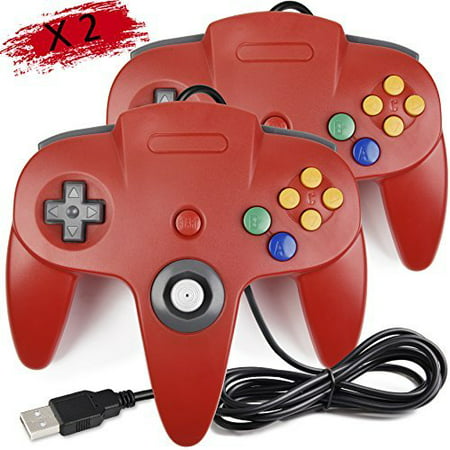 2 Pack Classic Retro N64 Bit USB Wired Controller For Windows PC MAC Linux Android Raspberry Pi 3
